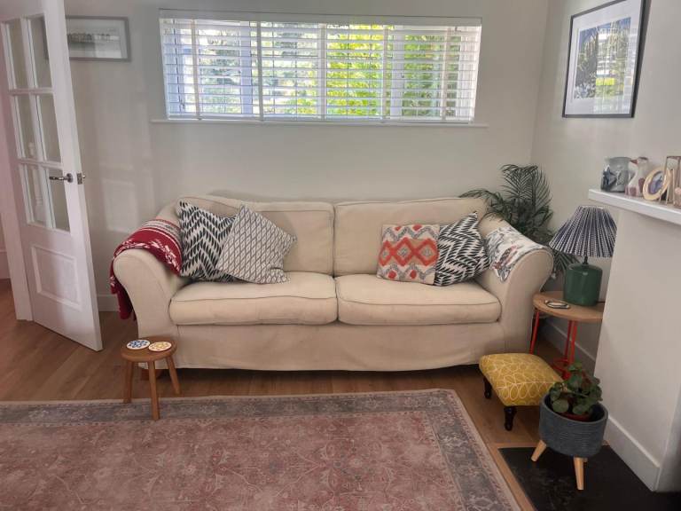 Three Seater Sofa – Cream Fabric