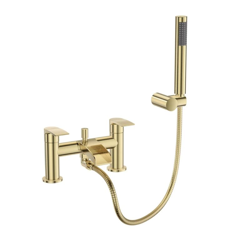 Symphony Round Waterfall Bath Shower Mixer Tap with Kit - Brushed Brass RRP £310 Our Price £95