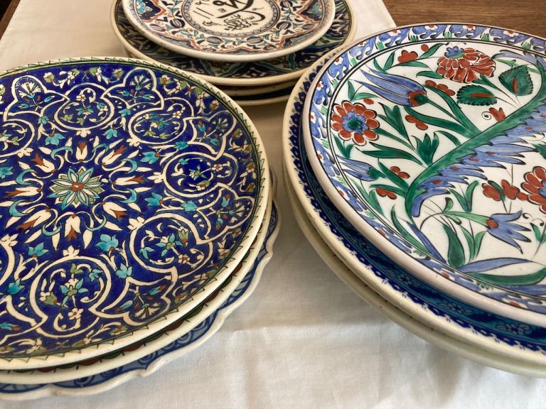 Collection of vintage hand-painted ceramic plates – Turkey & Greece, 1970s–80s