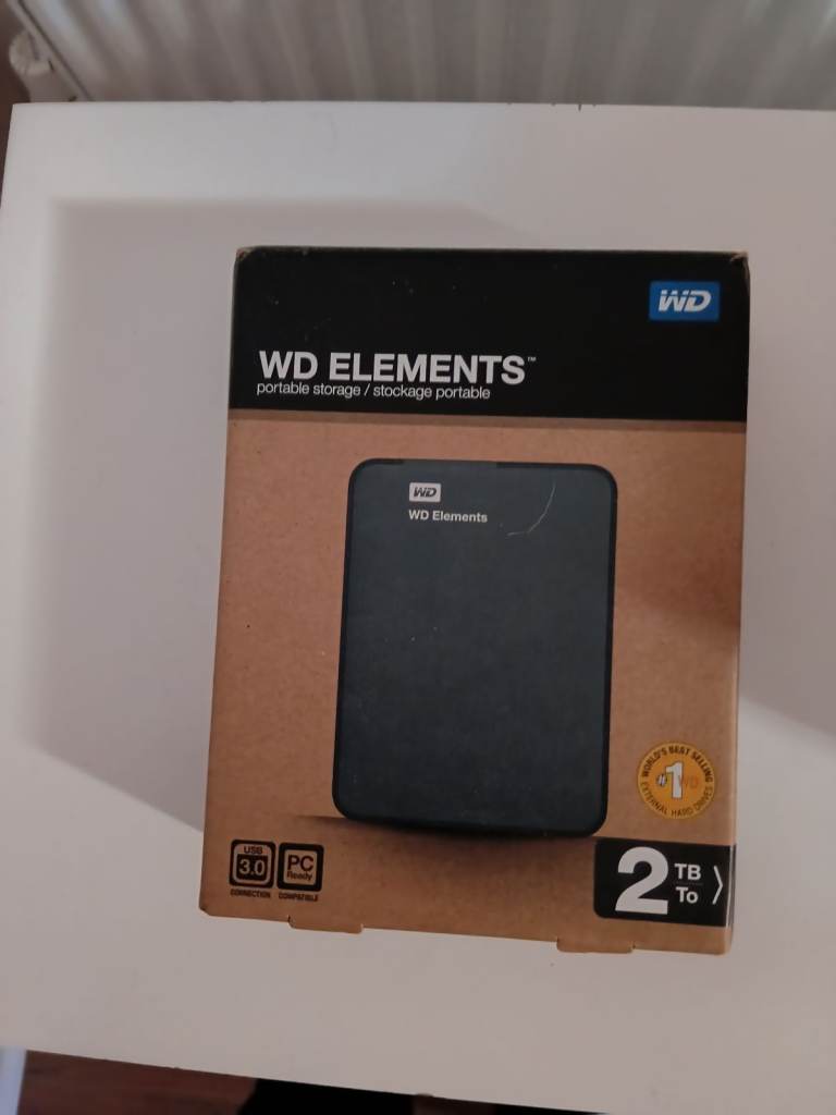 WD Elements Portable Storage 2TB External Hard Drive - NEW