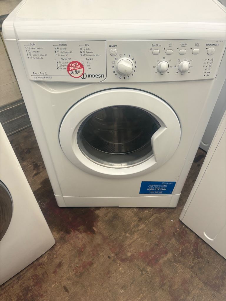 Indesit 6+4 washer dryer combo £160 delivered  – White, Good Condition