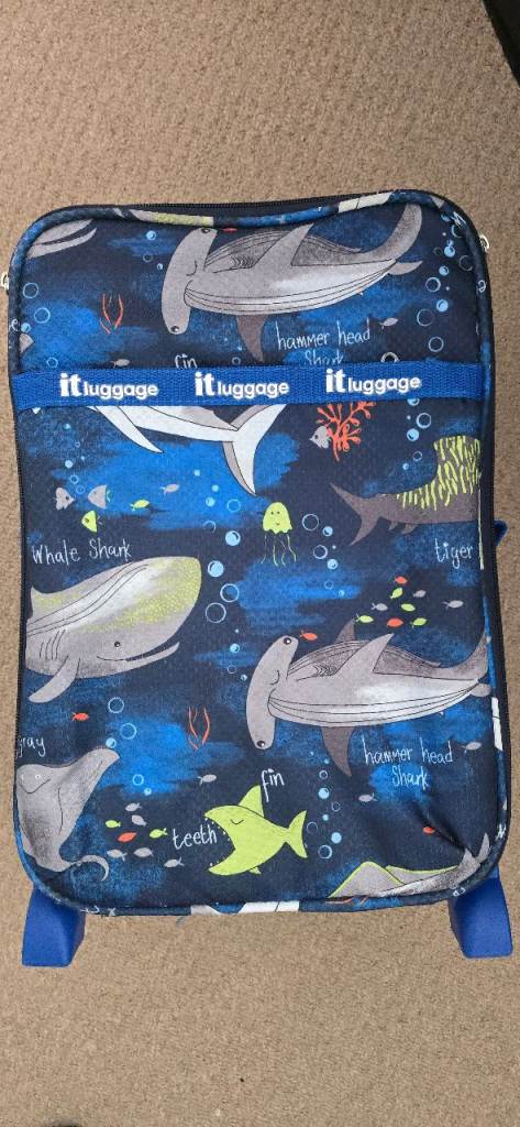 IT Luggage Kids Suitcase - Blue Shark Design, As Good As New