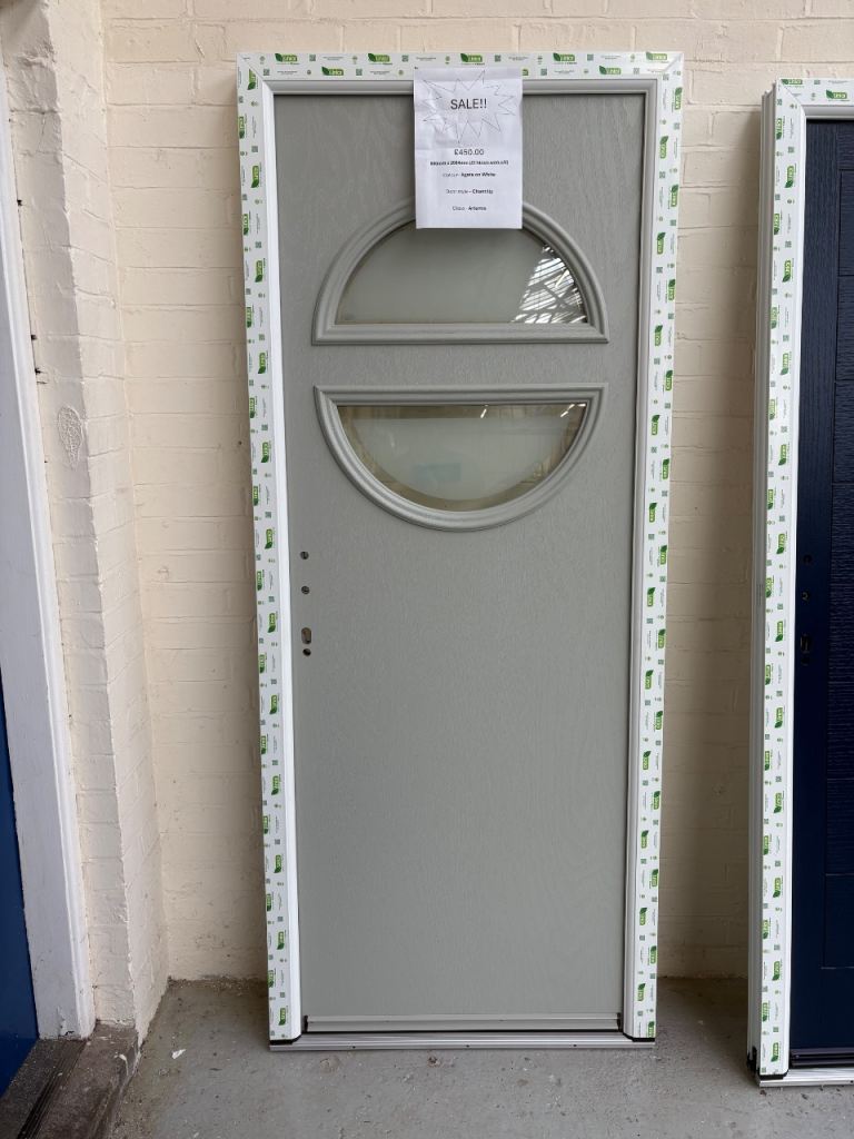 New Grey Composite Door, Chantilly style with Artemis glass 