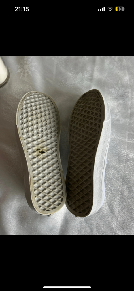 Woman’s worn once size 5 slip on white vans 