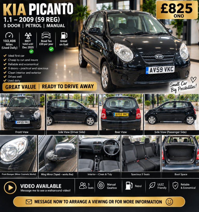 Kia, PICANTO, Hatchback, 2009, Manual, 1086 (cc), 5 doors
