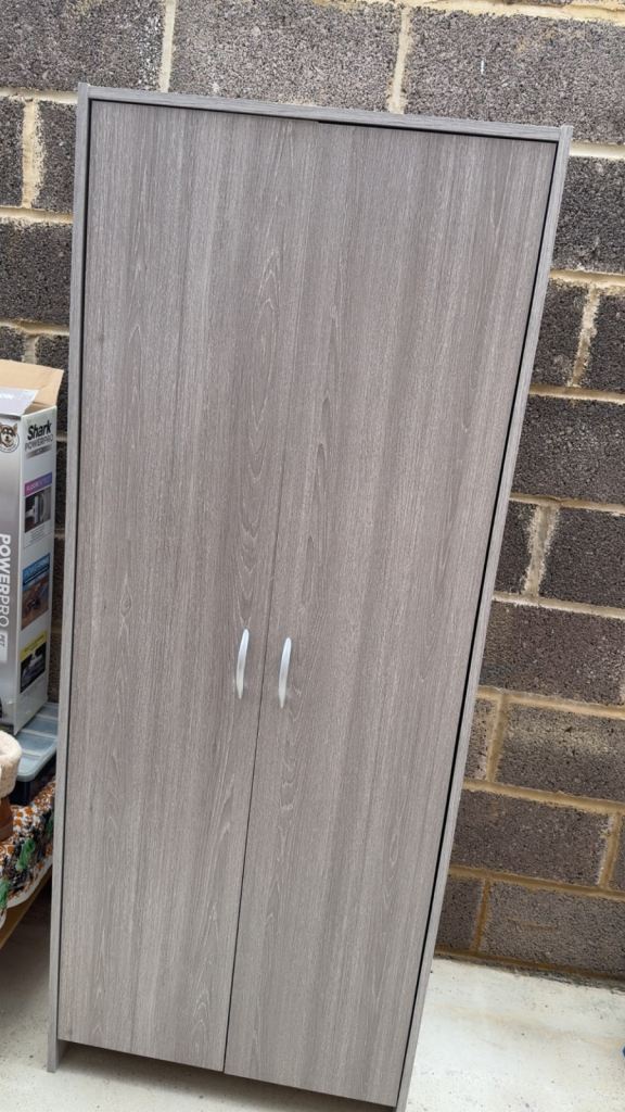 Grey wooden wardrobe 