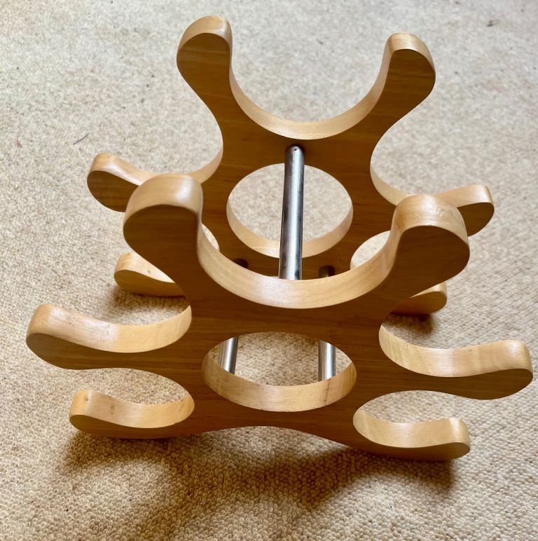 Wooden Wine Rack - Stores 6 Bottles, Light Wood Colour