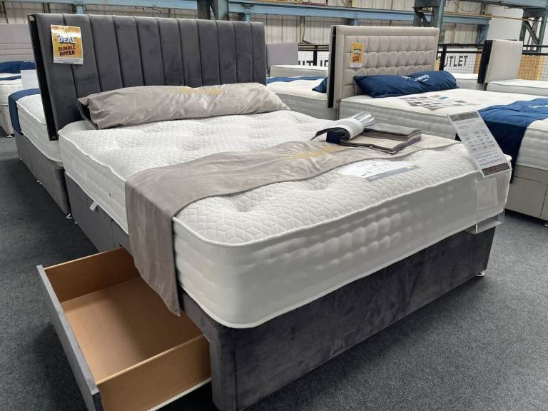 Brand New DIVAN 4FT6 Double Divan Bed Base >> Storage + Mattress >> 20% Off >> Today Fast
