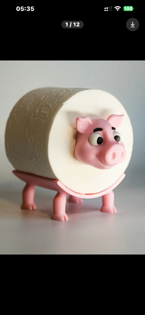 Cute Pink Pig Toilet Roll Holder - Plastic, New