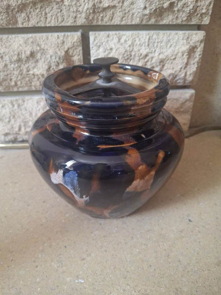 Tobacco Jar Langley Denby Mottled Brown Glaze