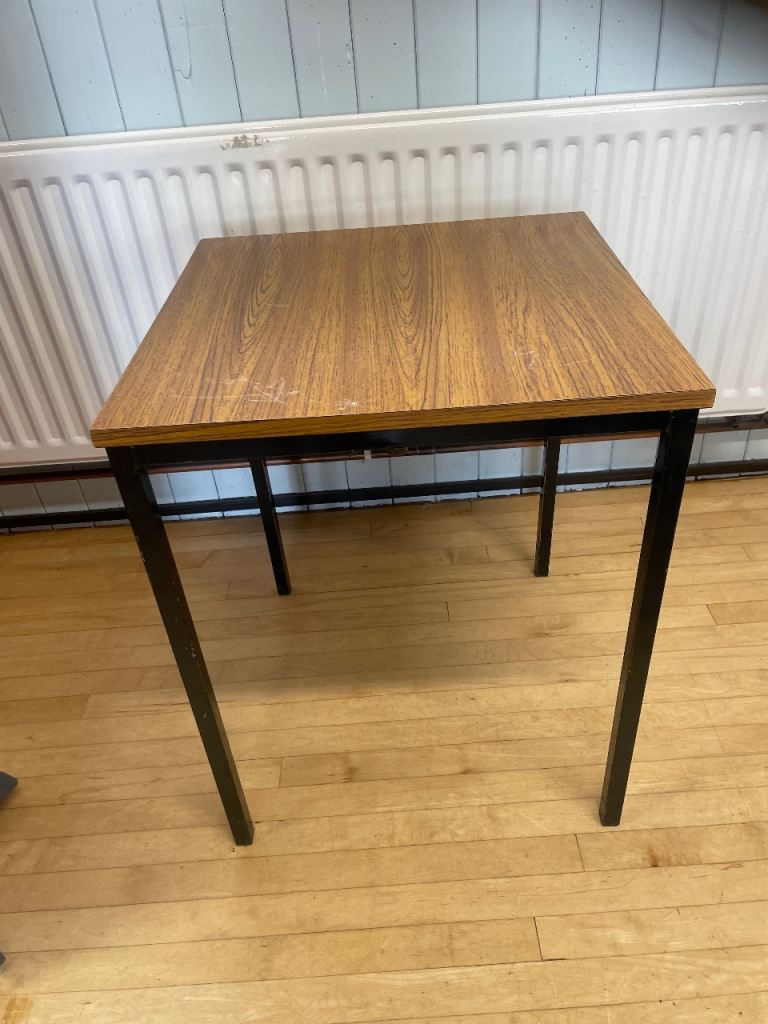 Small Square laminated Table with Black Metal Legs
