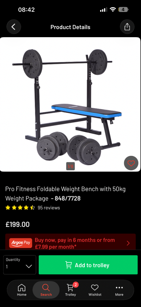 Pro Fitness Foldable Steel Bench Press Bench 50kg Home Use Black/Blue 848/7728