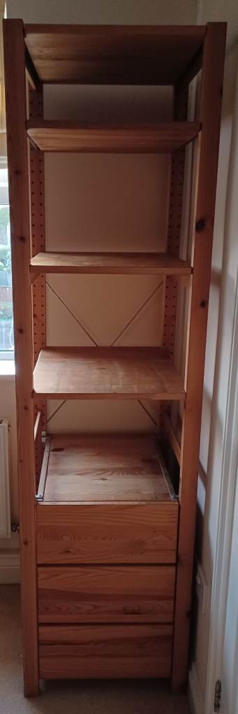 SHELVES & DRAWERS UNIT TALL SOLID WOOD