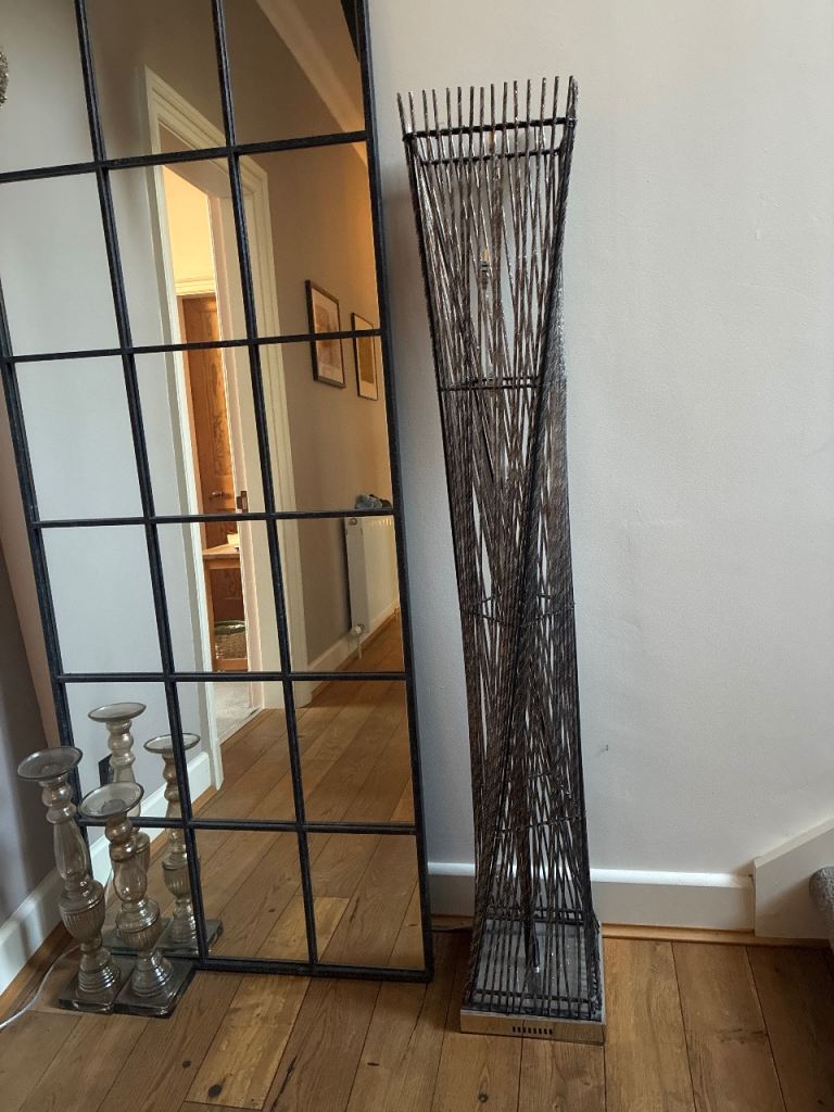 Tall Grey Metal Floor Lamp – Good Condition