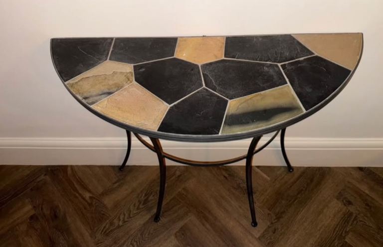 Half Moon Table with Tile Top