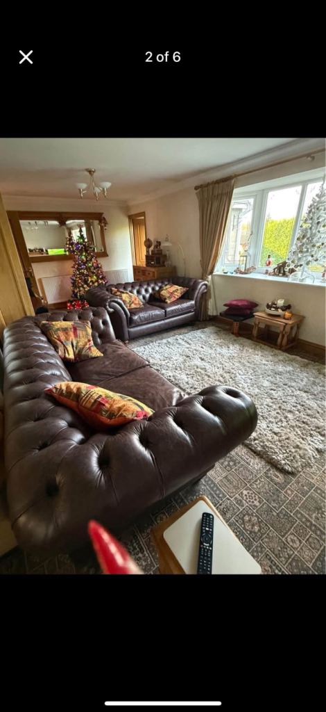 Chesterfield Antique Brown Leather Sofas