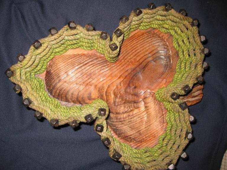 Hand Carved Heavy Wooden Shamrock Shaped Fruit Basket for £5.00