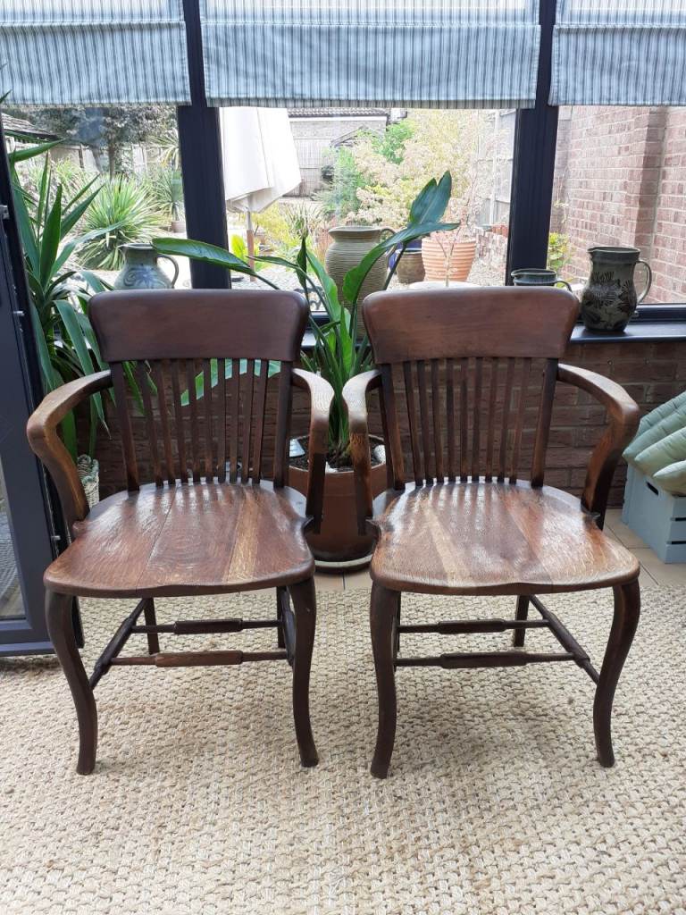 Pair Edwardian Bank Chairs