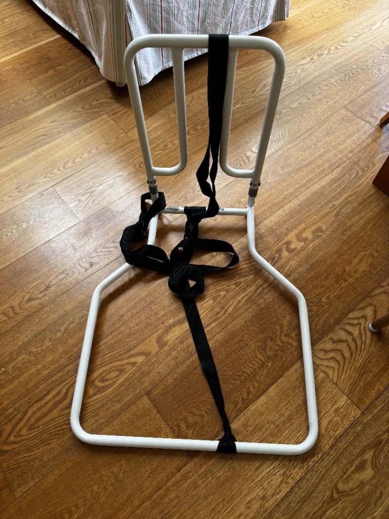 White Metal Bed Grab Rail / Mobility Aid – Good Condition