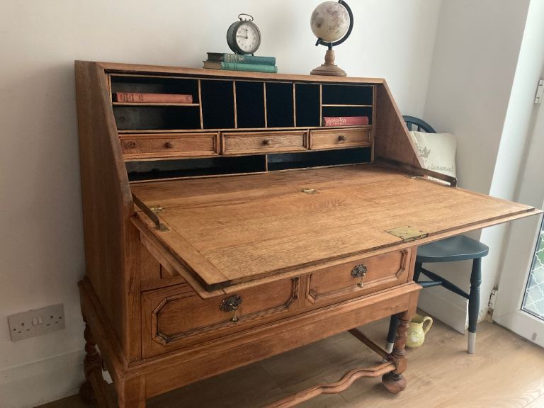 Stunning Antique Oak Large Bureau Desk