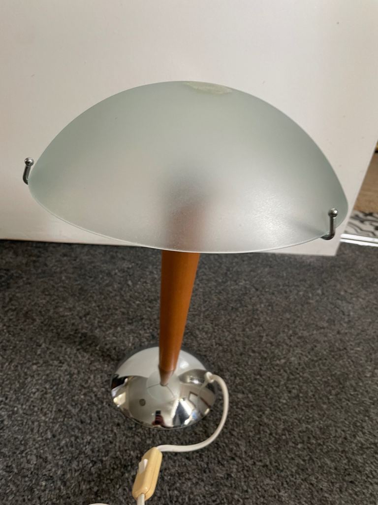 Vintage IKEA glass wooden lamp