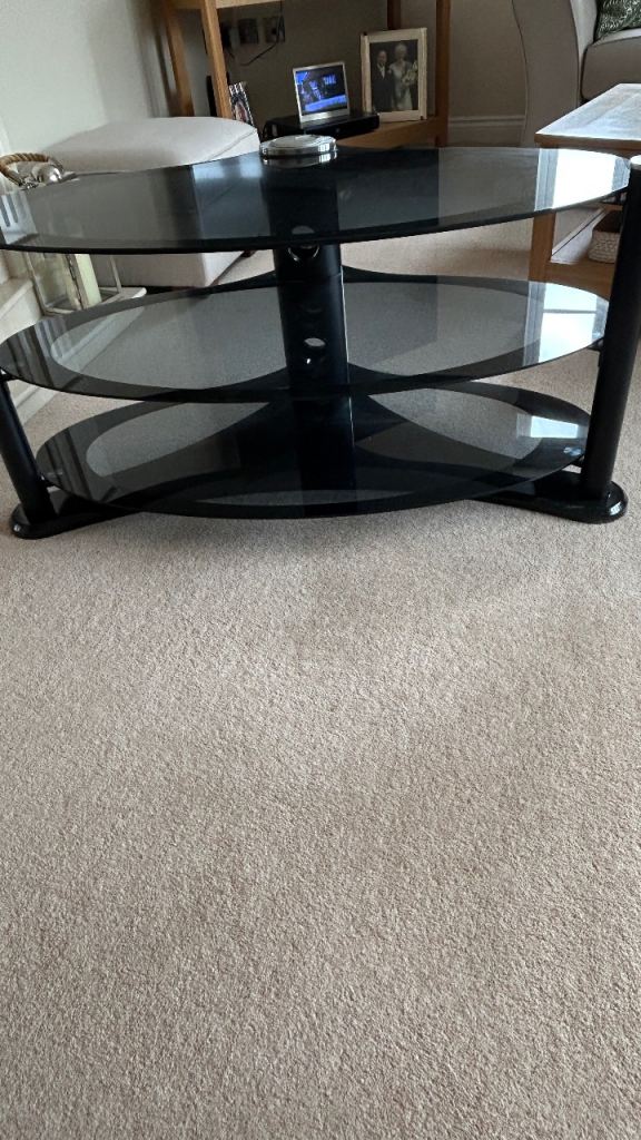 Black glass corner tv stand 