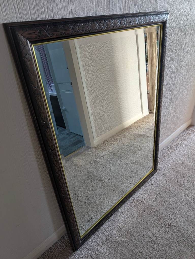 Large Wooden Framed Mirror – Good Condition