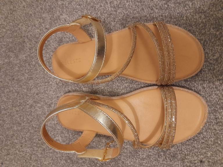 Celeste Girls Gold Sparkly Sandals