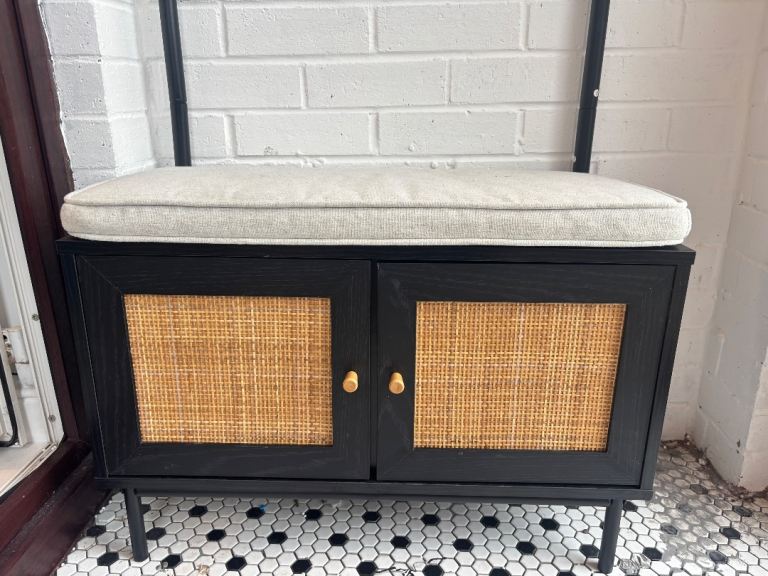 Jacket and shoe storage for porch or entryway 