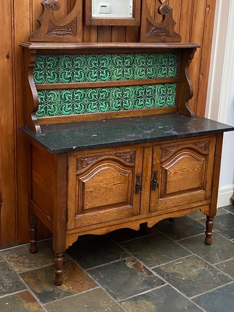 Victorian Tiled Washstand Marble Top