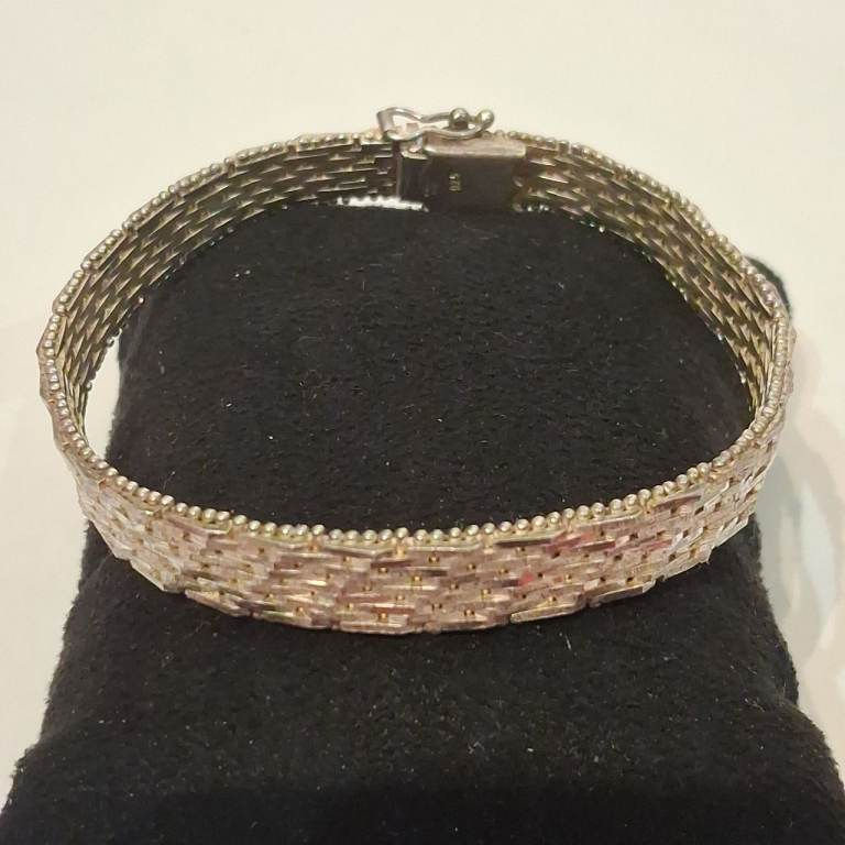 Sterling Silver Vintage Bracelet Stamp 925,Weight-20,32 Grams, Length-18,3 Centimeters 
