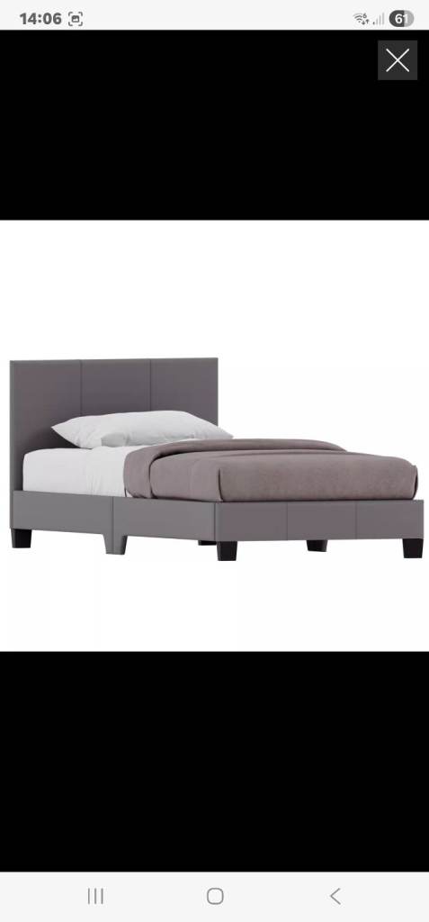 Grey leather single bed