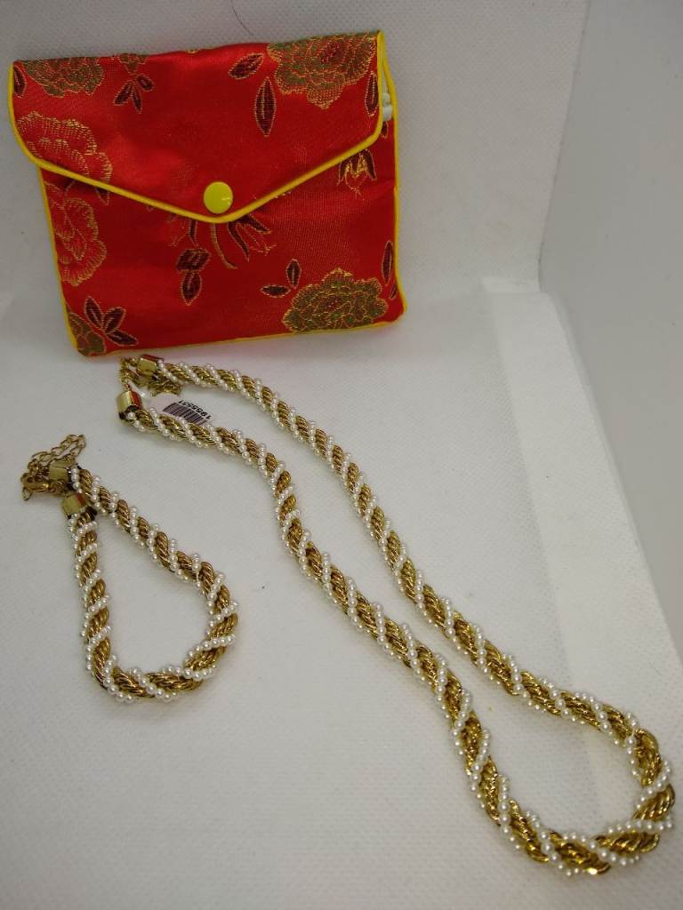 NEW OP8 TJC Twisted necklace (size 18) and bracelet (size 7.5) in gold tone