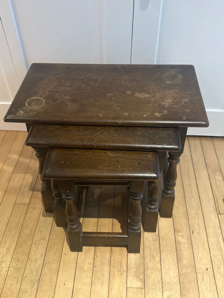 Vintage Wooden Nest of Tables – Fair Condition
