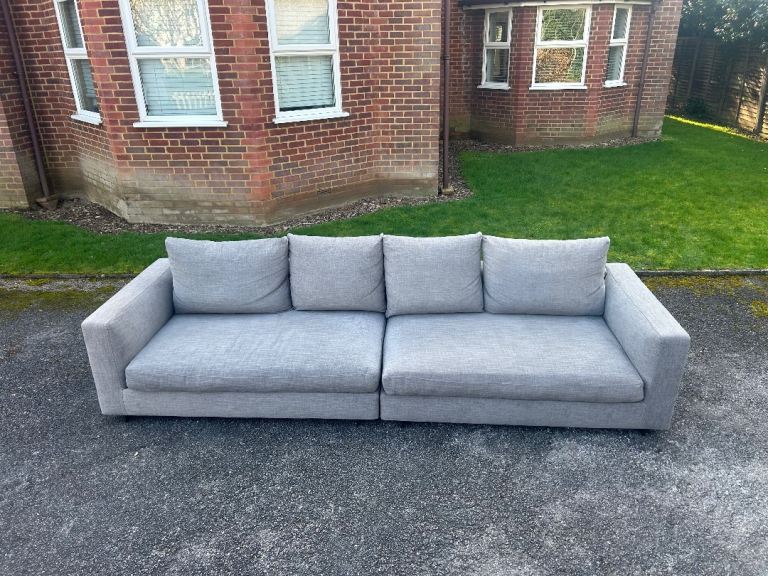 Camerich Clouds Modular Large 4 Seater Narrow Straight Sofa In Grey Fabric