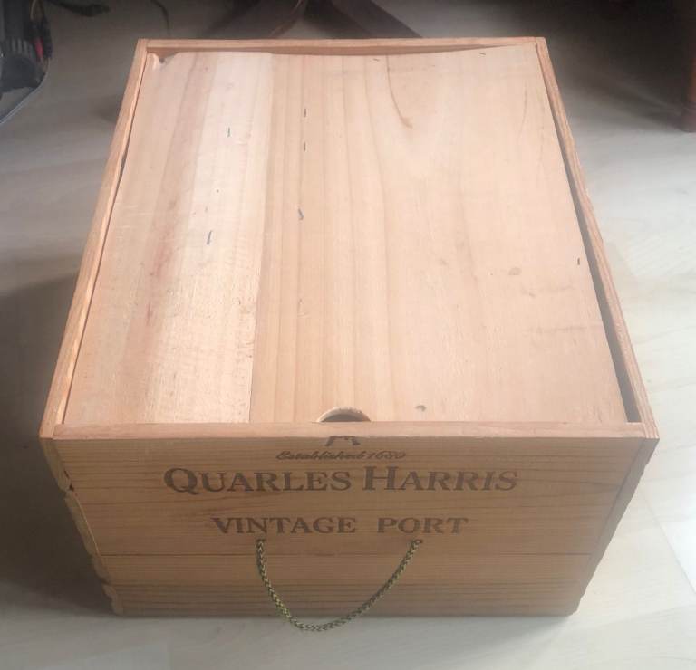 OLD PORT WINE CRATE FOR STORAGE. GREAT FOR VINYL LPS