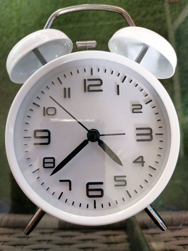 White Metal Alarm Clock – As Good As New
