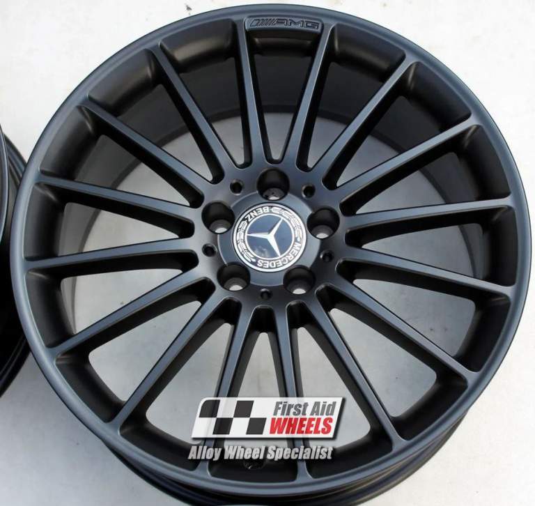R583BS Swap MERCEDES A45 W176 CLA45 C117 X117 4X 19'' GENUINE AMG TURBINE SATIN BLACK ALLOY WHEELS