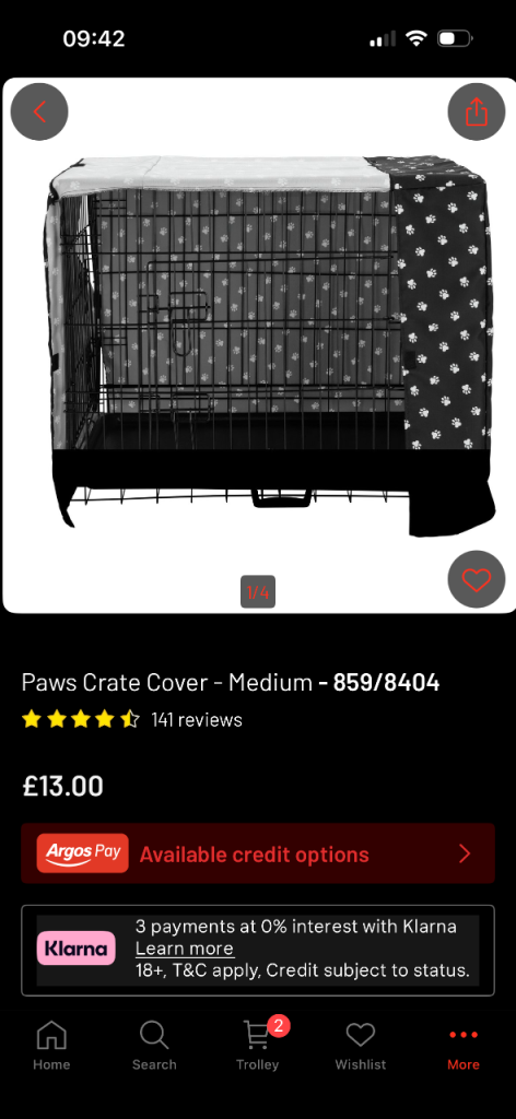 Argos pet crate and accessories 
