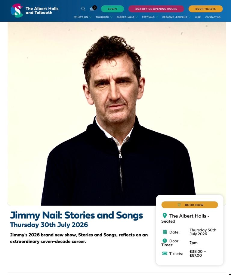 Jimmy Nail: Stories and Songs Tickets – Albert Halls, July 30th 2026