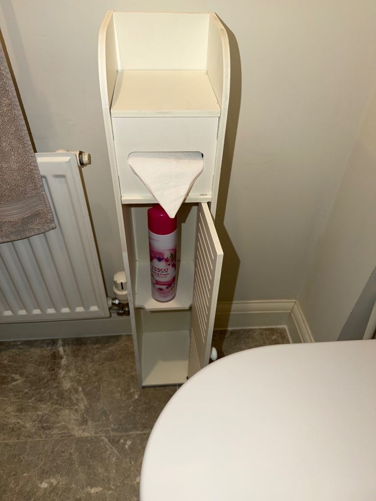 White Slimline Bathroom Storage Cabinet – Toilet Roll Holder & Cupboard ...