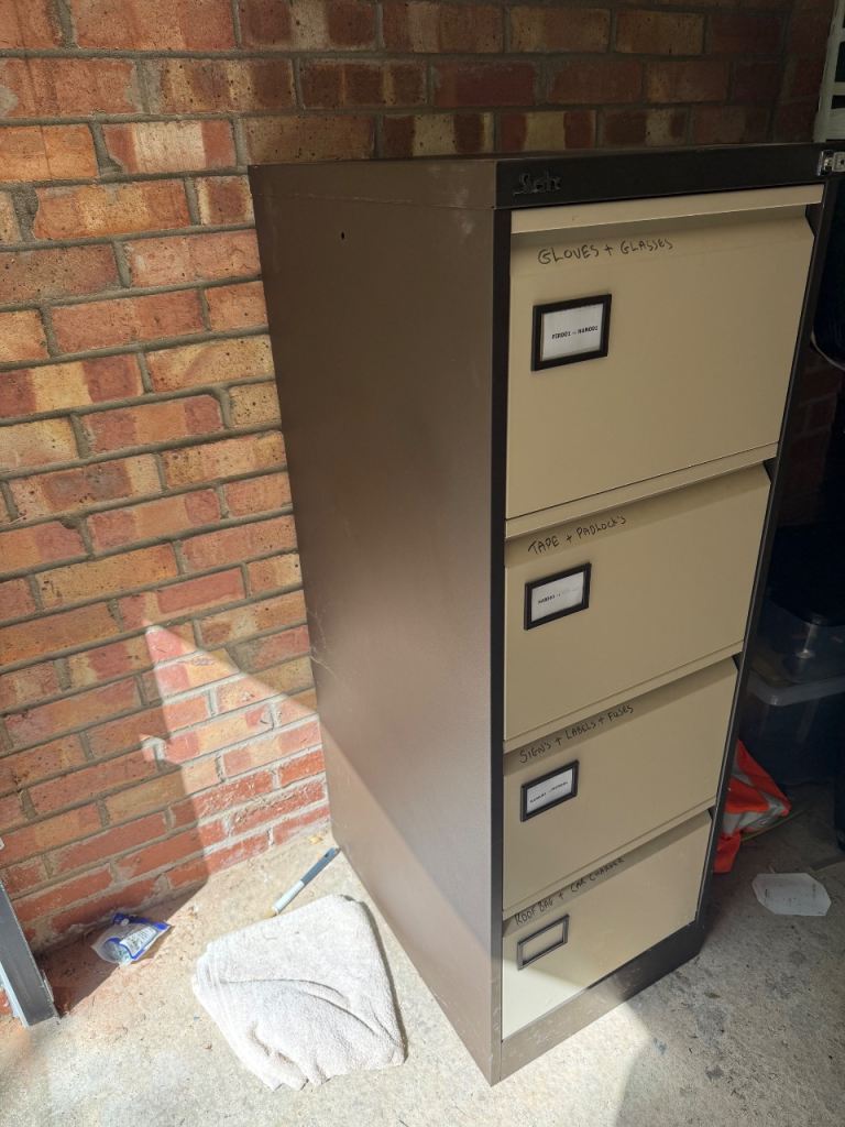 2x ***Free*** Bisley 4-Drawer Filing Cabinet – Brown/Cream, Good Condition