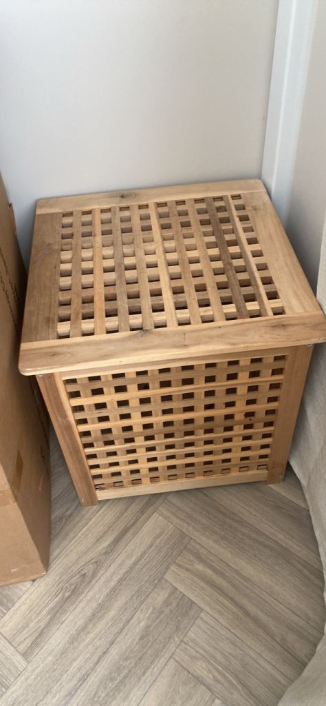 Wooden Slatted Storage Box / Laundry Basket – Good Condition