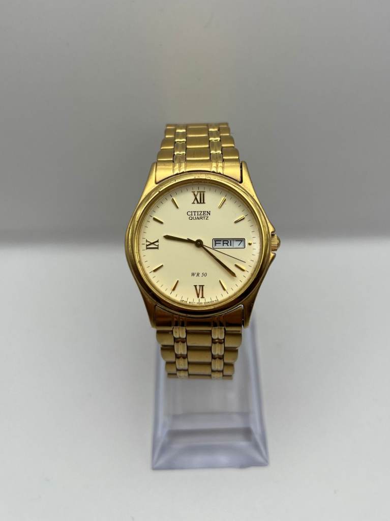 Citizen Quartz Gold Men’s Watch | Classic Style | Day-Date Display | WR50