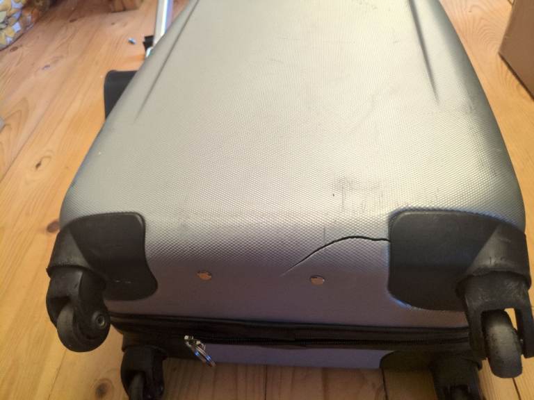 Silver Suitcase with Wheels