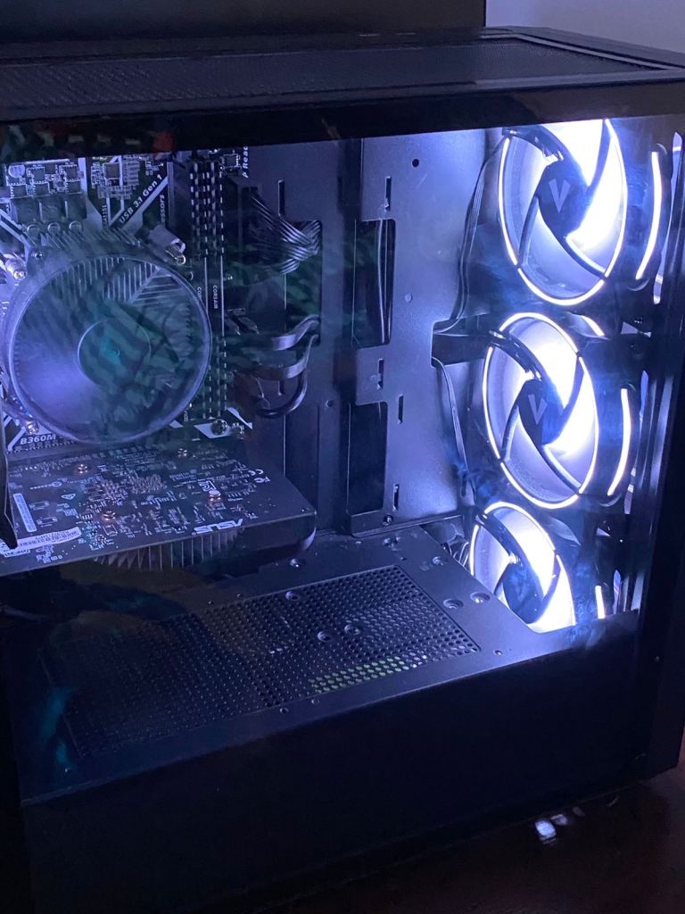 Gaming PC with Intel i3-8100, GTX 1050 Ti, and RGB Fans – Good Condition