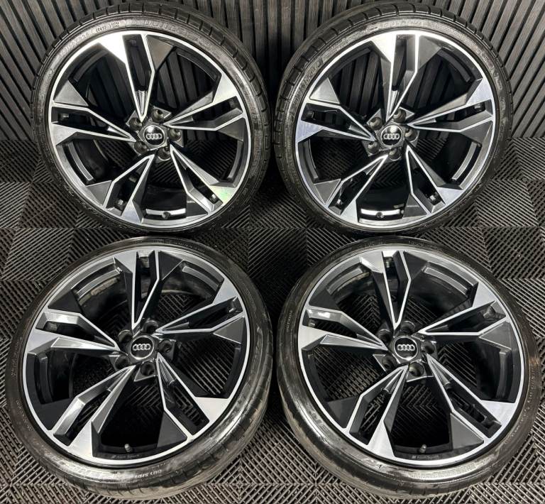 20'' GENUINE AUDI A5 S LINE S5 POLYGON BLACK EDITION ALLOY WHEELS TYRES