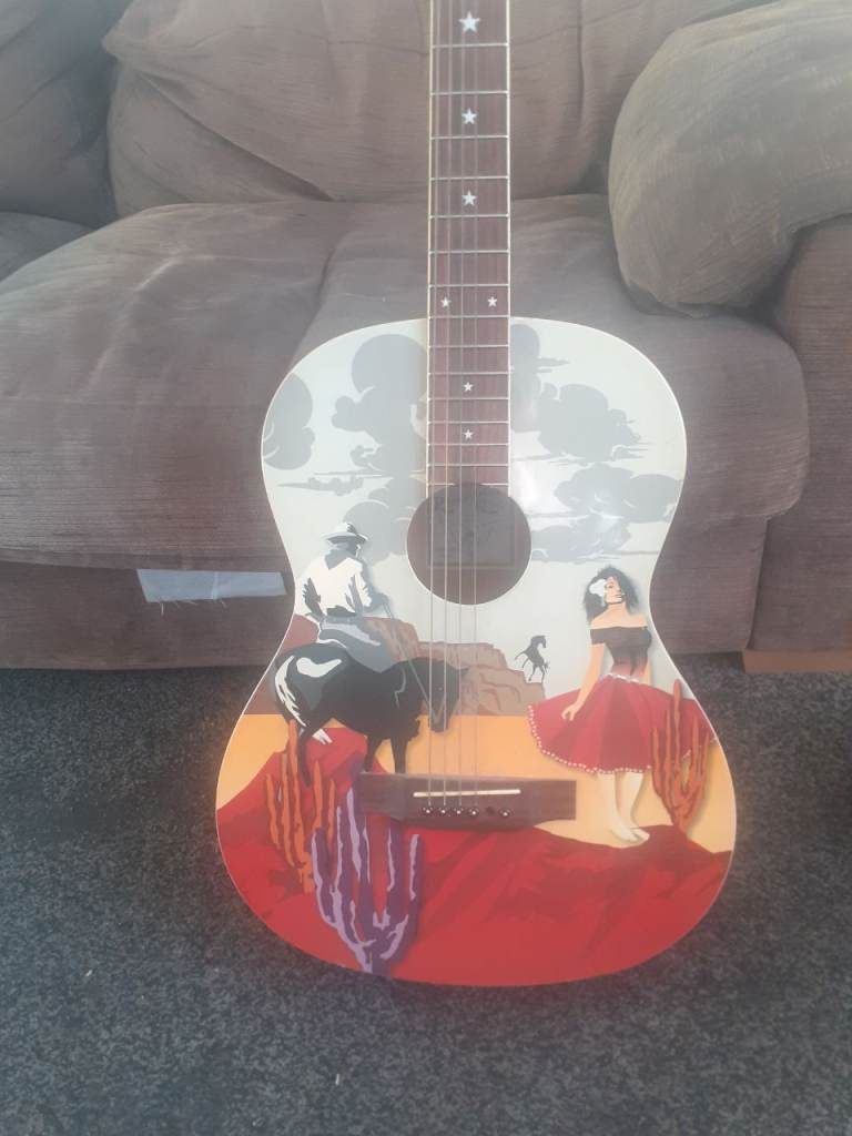 Recording King RG-100S Western Collectible Art Guitar – “The Senorita” Desig