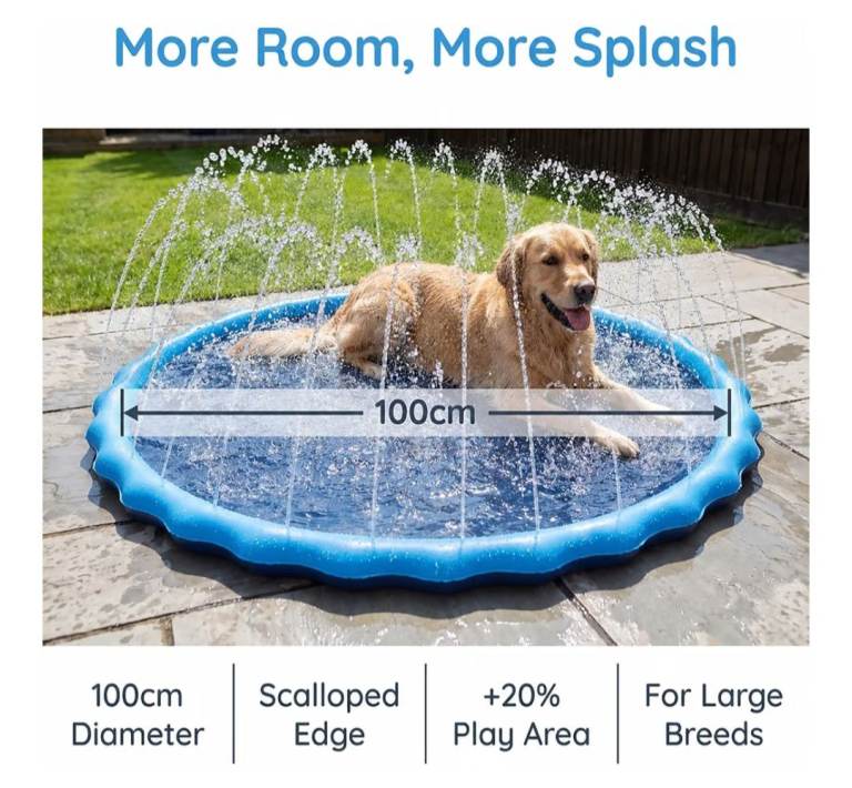 Dog cooling splash mat, pool. Paw friendly. Or tots sprinkler pool.