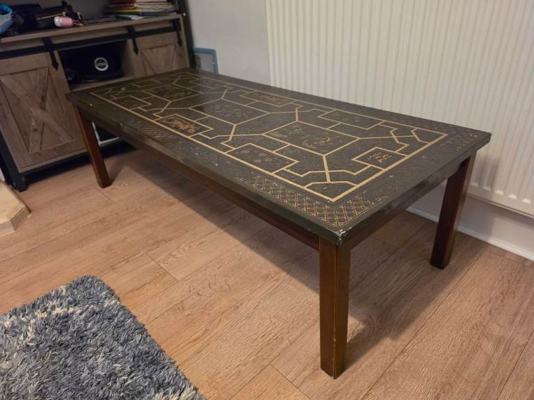 Decorative Black and Gold Coffee Table - Good Condition